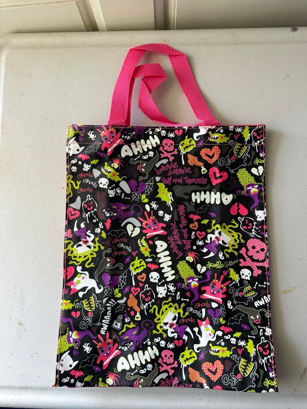 Vintage NWOT Old Navy All Over Ghouls Waterproof Halloween Trick Or Treat Bag